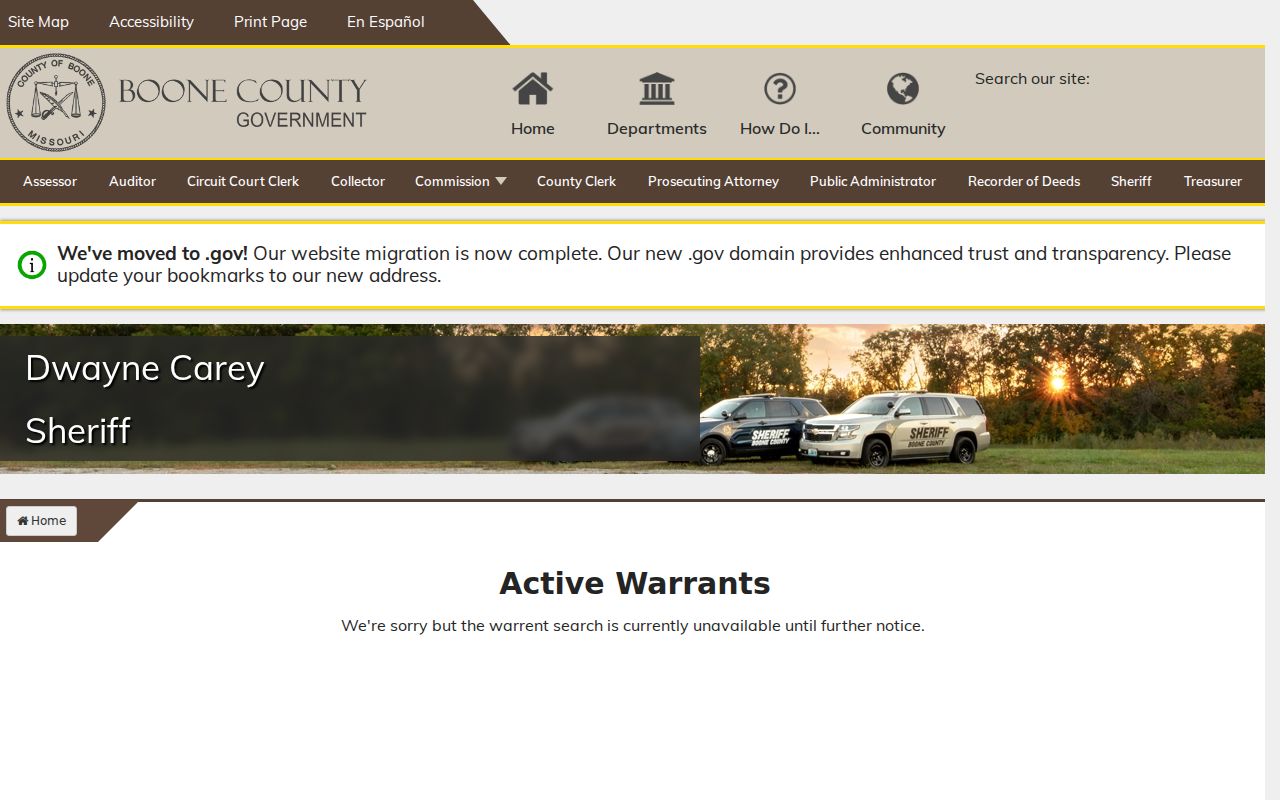 Missouri county active warrant search outage notice